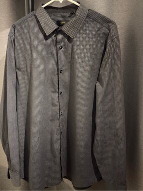 AKA Men's Long-Sleeve Dress Shirt in Charcoal Gray Micro-Pattern